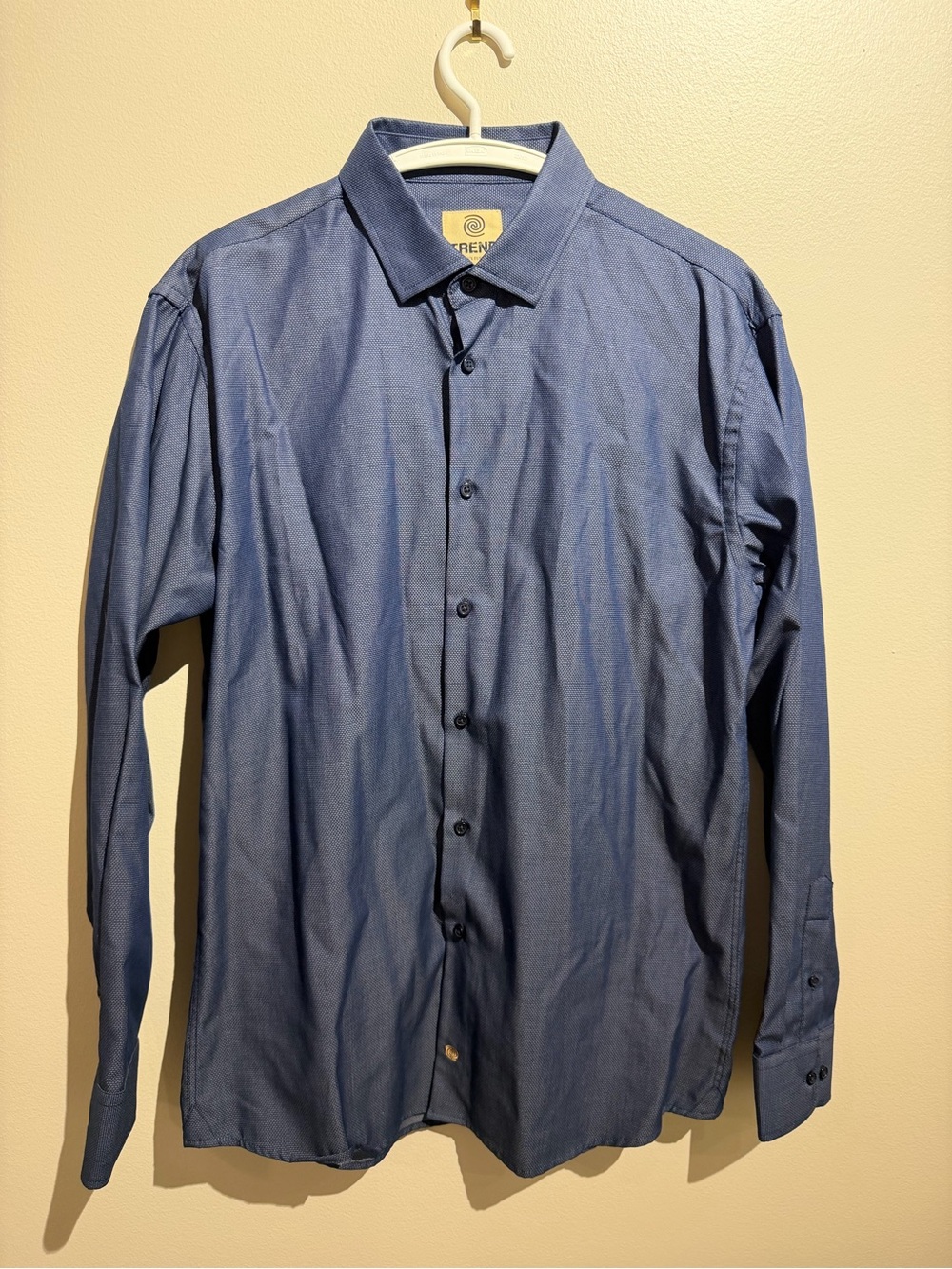 TREND‎ by F/X Fusion Mens Modern Fit Dark Blue Dress Shirt - Size L